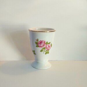 Martha Stewart Small Vase with Pink Roses - 4 1/2" tall.